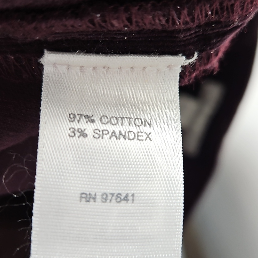 J.Jill Corduroy Burgundy Side Zip Flat Front Pants Size 8 - Picture 11 of 12